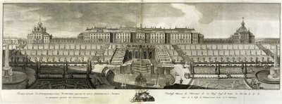 Utsikt över det stora palatset i Peterhof, 1761 av Prokofy Artemyevich Artemyev