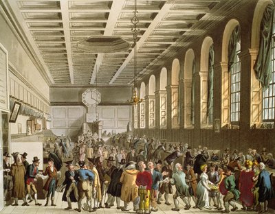 Customs House, The Long Room, från Ackermanns "Microcosm of London" av Pugin and Rowlandson