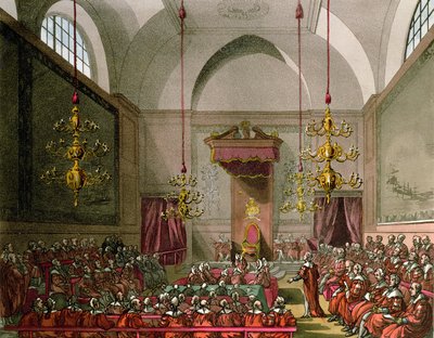 House of Lords från Ackermanns "Microcosm of London" av Pugin and Rowlandson