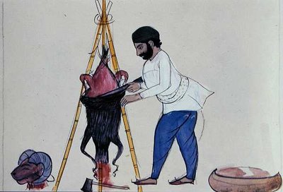 Butcher, ca 1890 (akvarell på papper) av Punjabi School