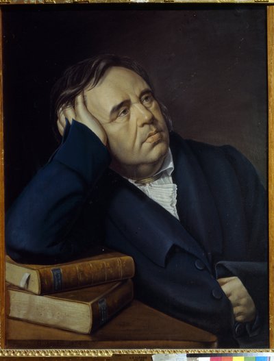 Porträtt av fabulisten Ivan A. Krylov (1769-1844) (porträtt av fabulisten I.A. Krylov). Verk av Pyotr Alexeevich Olenin (1828-1855), pastell på papper av Pyotr Alexeevich Olenin
