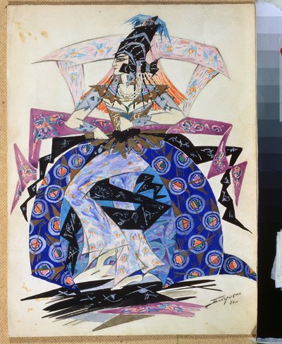 Kostymdesign för baletten "Petrushka" av Igor Stravinsky (1882-1971) (Dräktdesign för baletten Petrushka av I.Stravinsky). Teckning av Pyotr Boborykin (Pyotr Boborykin) (1836-1921). Akvarell och penna på papper, 35,6 x 26,5 cm av Pyotr Boborykin