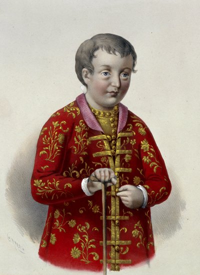 Storhertig Simeon Alexeievitch (1665-1669) av Ryssland (Tsarevich Simeon Alexeevich av Ryssland). Verk av Pyotr Fyodorovich Borel (1829-1898), litografi cirka 1860. Rysk konst från 1800-talet, nyklassicism. Ryska statsbiblioteket, Moskva. av Pyotr Fyodorovich Borel
