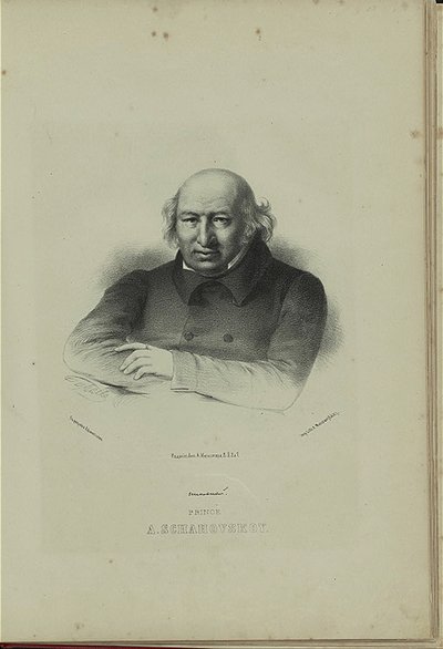 Porträtt av författaren Prins Alexander Shakhovskoi 1777-1846, 1860-talet av Pyotr Fyodorovich Borel