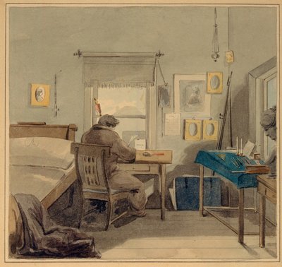 På jobbet. I Pavel Nashchokin House, 1824 av Pyotr Fyodorovich Sokolov