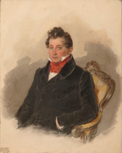 Porträtt av greve Matvey Yuryevich Vilyegorsky 1794-1866, 1840-talet av Pyotr Fyodorovich Sokolov