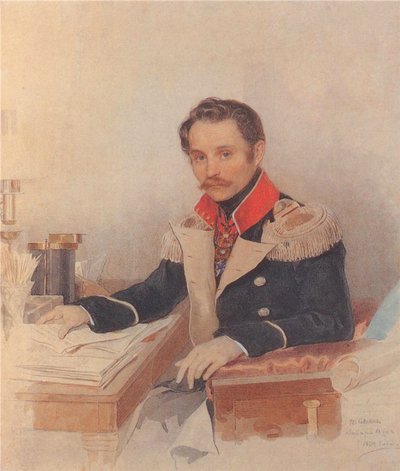 Porträtt av Leonty Vasilievich Dubelt 1792-1862, stabschef för Gendarmeskåren, 1834 av Pyotr Fyodorovich Sokolov