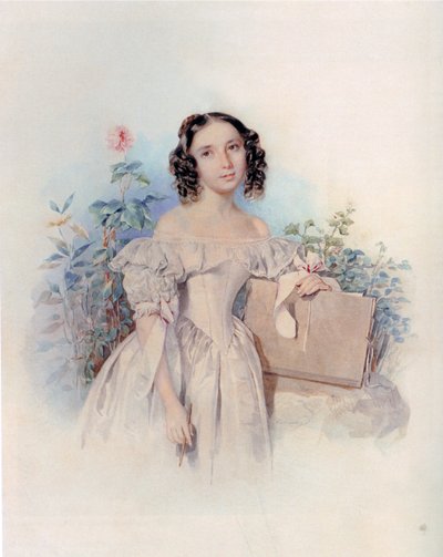 Porträtt av prinsessan Helen Biron von Curland, född Meshcherskaya 1818-1843, 1830-talet av Pyotr Fyodorovich Sokolov