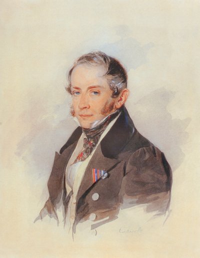Porträtt av kompositören greve Matvey Vielgorsky 1794-1866, 1830-talet av Pyotr Fyodorovich Sokolov