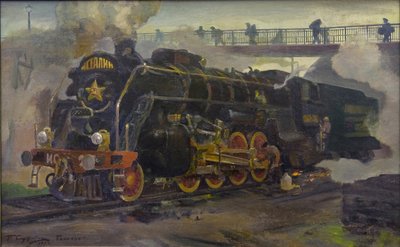 Lokomotiv IS20 par Smukrovich, Pyotr Iosifovich (1878-1942). Olja på duk, storlek: 55x89 av Pyotr Iosifovich Smukrovich