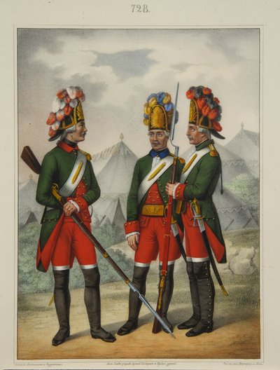 Grenadjärer från Preobrazhensky, Semenovsky och Izmailovsky regemente 1763-1775, början av 1840-talet av Pyotr Ivanovich Razumikhin