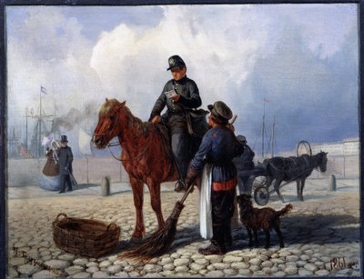 Brevbäraren (Postman). Målning av Pyotr Nikolayevich Grusinsky (1837-1892), olja på duk av Pyotr Nikolayevich Grusinsky