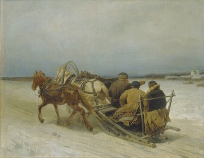 Trojka på vintern, 1880-talet av Pyotr Petrovich Sokolov
