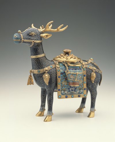 En figur av ett rådjur (cloisonne-emalj) av Qing Dynasty Chinese School