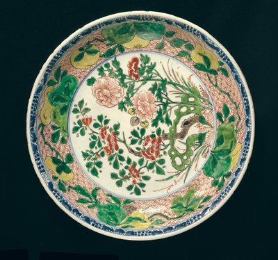 Fat med famille verte-dekoration, Kangxiperiod, 1662-1722 (keramik) av Qing Dynasty Chinese School