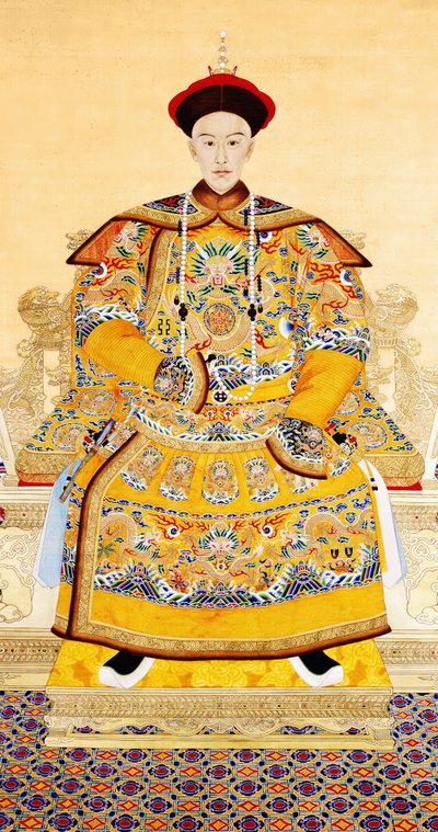 Kejsar Guangxu (1871 - 1908) (bläck och färg på siden) av Qing Dynasty Chinese School