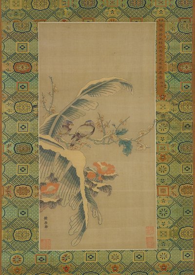 Kesi gobeläng av fåglar och snöbelastade träd av Qing Dynasty Chinese School