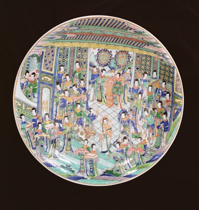 Large Famille Verte Charger, Kangxi period (1662-1722) (porslin) (se även 272194) av Qing Dynasty Chinese School