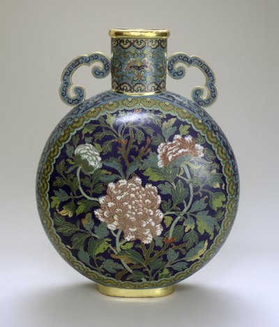 Moon Flask (cloisonne-emalj) av Qing Dynasty Chinese School