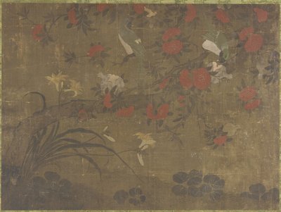 Papegojor som äter granatäpplen, 1600-1700-talet av Qing Dynasty Chinese School