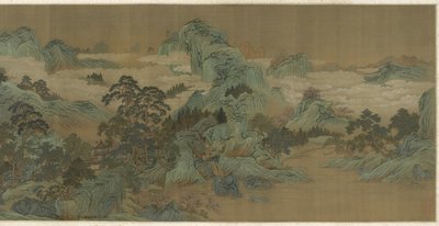 Flodlandskap i blått och grönt, 1600-1700-talet av Qing Dynasty Chinese School