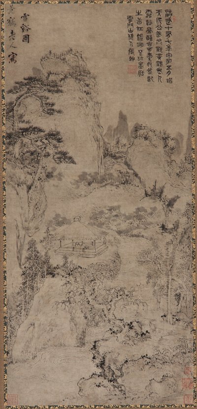 Thunder Creek (bläck på grått papper) av Qing Dynasty Chinese School