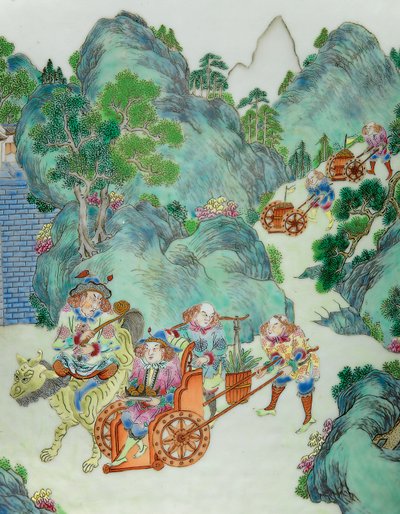 Detail aus einem Paar kaiserlicher Famille-Rose-Vasen von Qing Dynasty   Jiaqing Period Chinese School