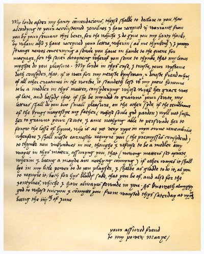 Brev från drottning Mary I till Lord Seymour av Sudeley, 4 juni 1547. av Queen Mary I