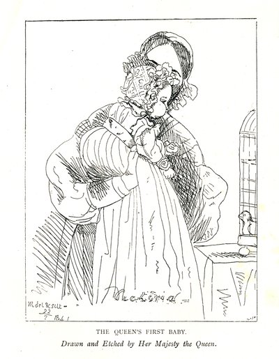 Den tidigaste bilden kända av Victorias första dotter, sedan Princess Royal, 3 månader, med henne av Queen Victoria