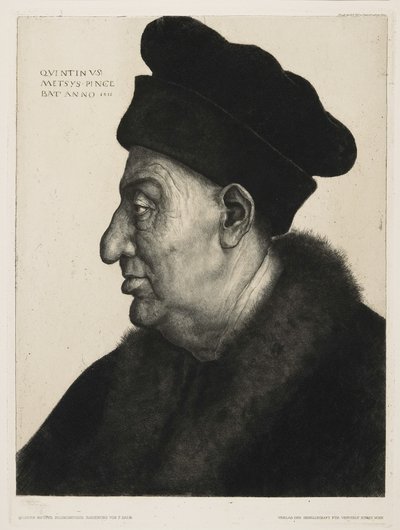 Porträttstudie, etsat av Peter von Halm (1854-1923) av Quentin (after) Massys