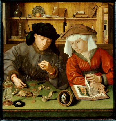Pengaväxlaren och hans fru av Quentin Massys or Matsys