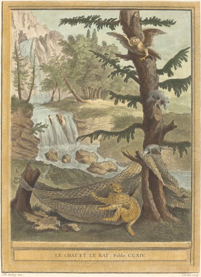 Le chat et le rat (Katten och råttan) av Quentin Pierre Chedel after Jean Baptiste Oudry