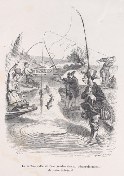 Det porlande vattnet verkar håna vår olycka. från The Little Miserie of Human L..., 1843. av Quichon
