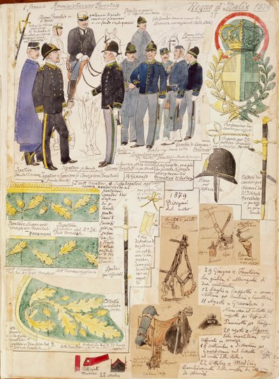 Uniforms of Forestry Administration of Kingdom of Italy, färgplatta av Quinto Cenni av Quinto Cenni