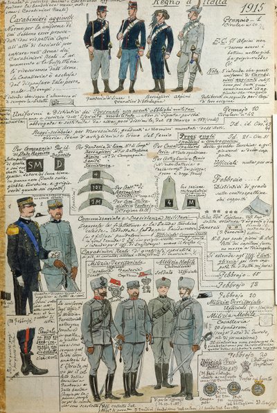 Uniformer av italiensk armé under första världskriget, av Quinto Cenni, färgplatta av Quinto Cenni