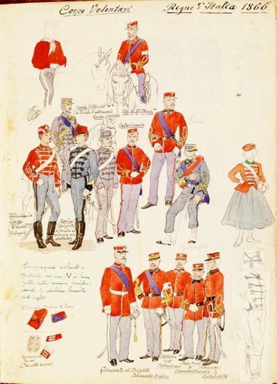 Uniforms of Volunteer Corp of Kingdom of Italy, färgplatta av Quinto Cenni av Quinto Cenni