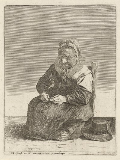 Gammal kvinna med ett radband Farmers i full vy (serietitel) av Quirin Boel (attributed to)