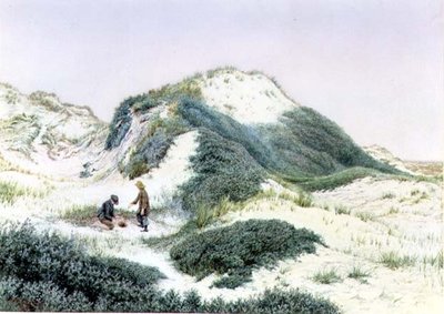 Bland sandkullarna i Hightown 1885 (akvarell) av R.H. Rutherford