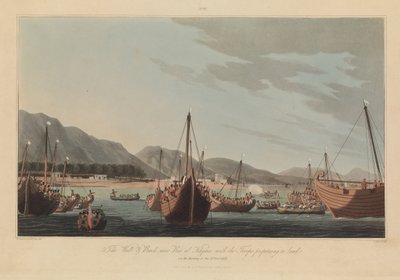 Sexton vyer av Plaves i Persiska vikens styrkor mot de arabiska piraterna av R. (after) Temple
