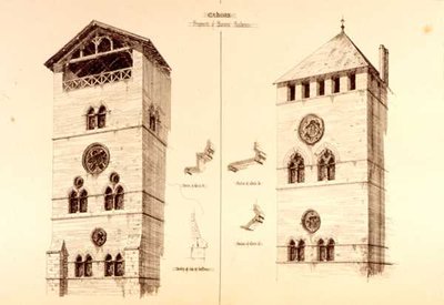 Fragment av friherrliga bostäder, Cahors, Frankrike, från "Exempel på den kommunala, kommersiella och gatuarkitekturen i Frankrike och Italien från 1100- till 1400-talet", publ. av W.Mackenzie av R. Anderson
