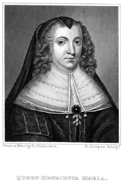 Henrietta Maria 1609-1669. drottning gemål till kung Karl I 1600-1649, 1800-talet. av R. Cooper