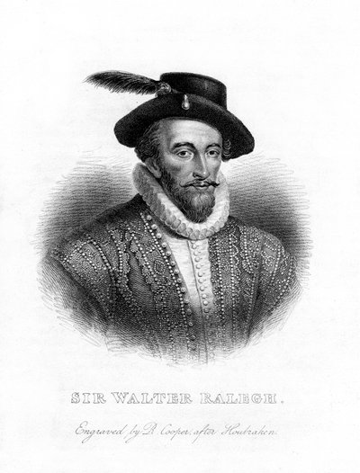 Sir Walter Raleigh, författare, poet, hovman och upptäcktsresande, 1800-talet av R. Cooper