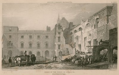 Ruinerna av överhuset, Westminster av R. W. Billings
