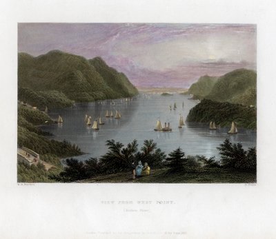 Hudsonfloden sett från West Point, USA, 1837. av R. Wallis