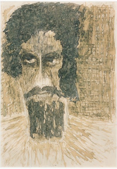 Ett huvud (bläck på papper) av Rabindranath Tagore