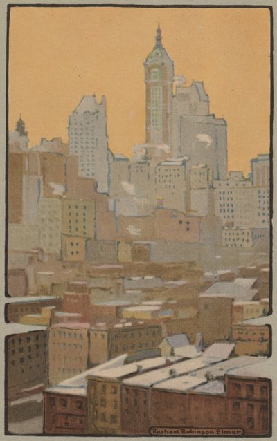 Singer Building från Brooklyn Bridge, 1914. av Rachael Robinson Elmer