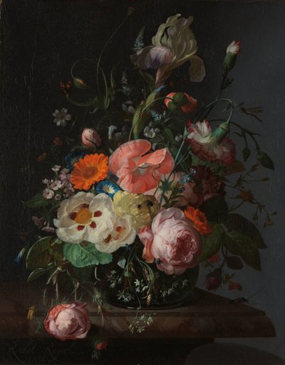 Stilleben med blommor på en marmorbordsskiva av Rachel Ruysch