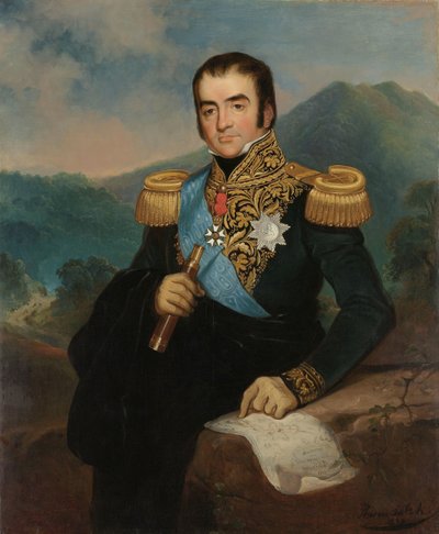 Postumt porträtt av Herman Willem Daendels, generalguvernör i Nederländska Ostindien av Raden Sarief Bastaman Saleh