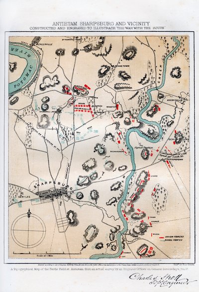 Karta över Antietam, Sharpsburg and Vicinity, Maryland, 1862 1862-1867. av Rae Smith