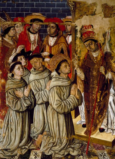 Mirakelcykel, detalj från San Bernardino altartavla, av Joan Figuera och Tomas Rafael (aktiv under andra hälften av 1500-talet), tempera på panel, 399x253 cm. Detalj. av Rafael & Figuera Joan (active c.1454 1477) Tomas